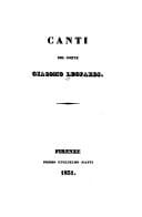Canti del Conte Giacomo Leopardi