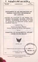Supplement to 1992 organization of federal executive departments and agencies
