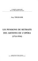 Les pensions de retraite des artistes de l'Opéra (1713-1914)