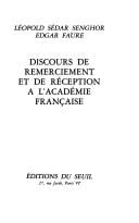 Discours de remerciement et de réception à l'Académie française