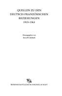 Quellen zu den deutsch-französischen Beziehungen 1919-1963