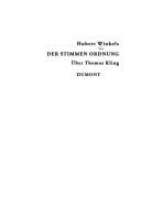Der Stimmen Ordnung:  uber Thomas Kling