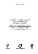 La misi©đn cat©đlica durante los siglos XVI-XVII