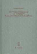 Catulls Epigramme im Kontext hellenistischer Dichtung