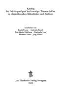 Katalog der Leichenpredigten und sonstiger Trauerschriften in oberschlesischen Bibliotheken und Archiven