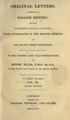Original letters, illustrative of English history