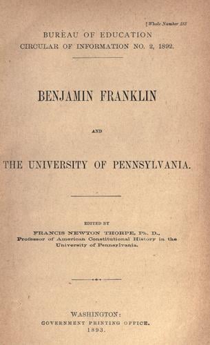 Benjamin Franklin and the University of Pennsylvania