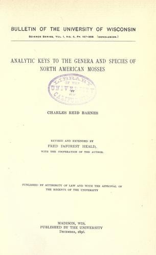 Analytic keys to the genera and species of North American mosses