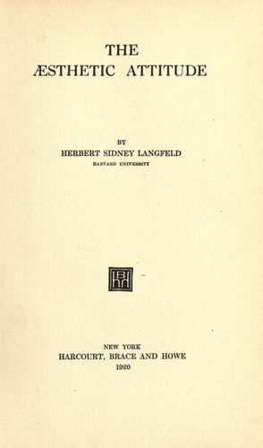 The æsthetic attitude