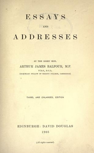 Essays and addresses