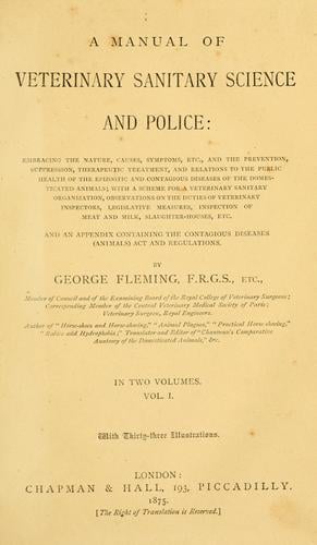 A manual of veterinary sanitary science and police ..