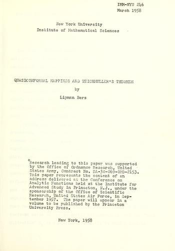 Quasiconformal mappings and Teichmuller's theorem