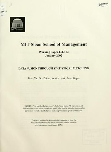 Data fusion through statistical matching