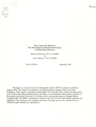 Scale, scope and spillovers