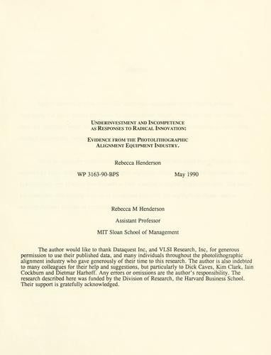 Underinvestment and incompetence as responses to radical innovation