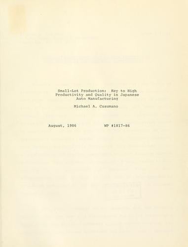 Small-lot production