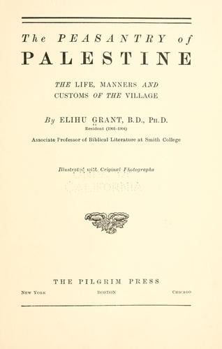 The peasantry of Palestine