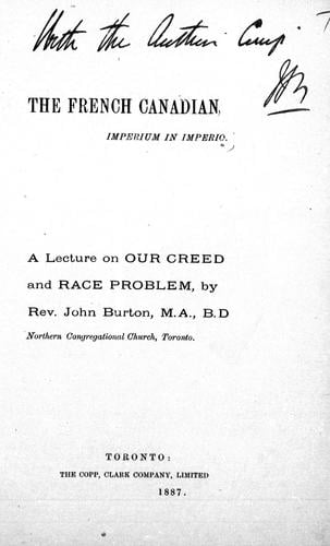 The French Canadian, imperium in imperio