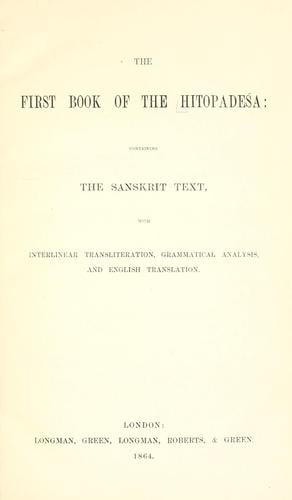 The first-fourth books of the Hitopadésa