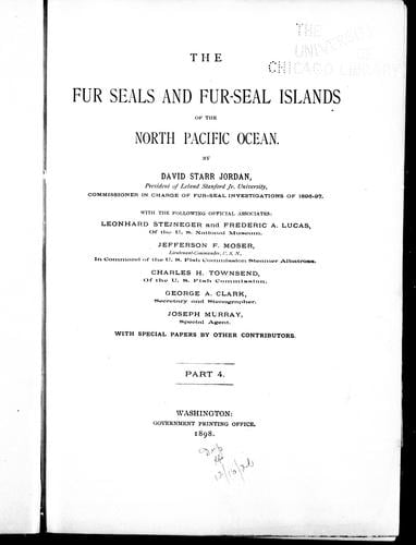 The fur seals and fur-seal islands of the North Pacific Ocean