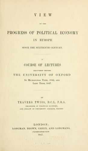 View of the progress of political economy in Europe since the sixteenth century ..