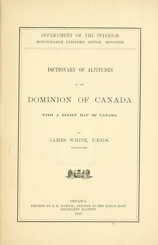 Dictionary of altitudes in the Dominion of Canada
