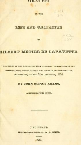 Oration on the life and character of Gilbert Motier de Lafayette