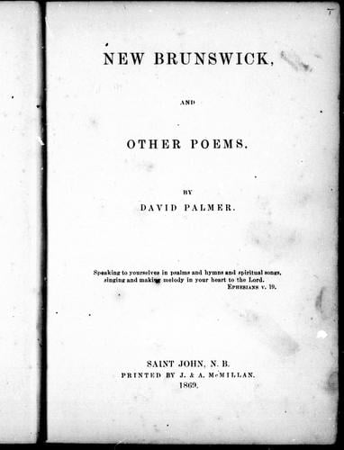New Brunswick, and other poems