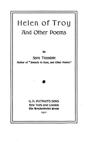 Helen of Troy, and other poems