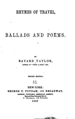 Rhymes of Travel: Ballads and Poems