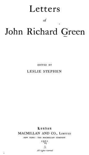 Letters of John Richard Green