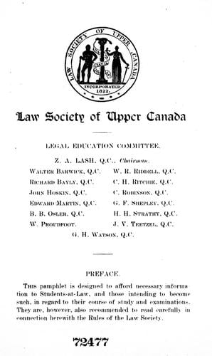 Curriculum of the Law School, Osgoode Hall, Toronto