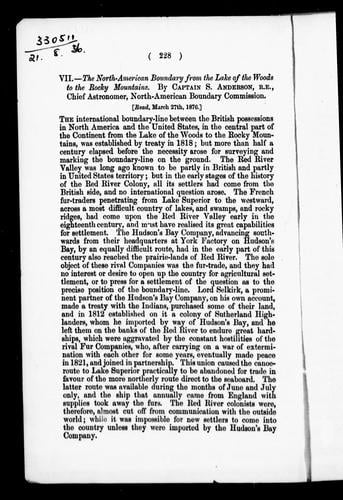 The North-American boundary from the Lake of the Woods to the Rocky Mountains