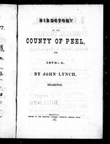 Directory of the County of Peel, for 1873-4