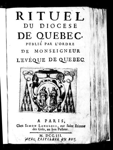 Rituel du Diocèse de Québec