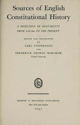 Sources of English constitutional history