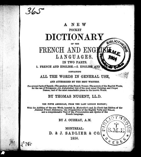 A new pocket dictionary of the English and French languages