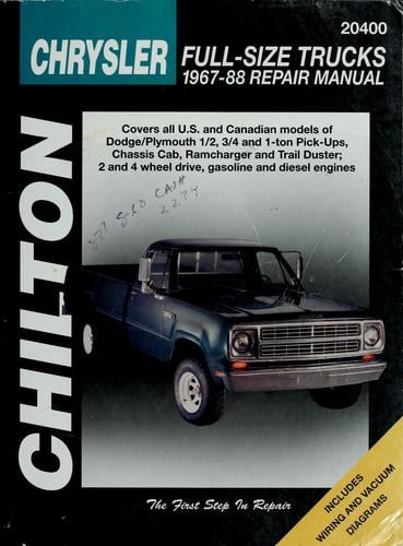 Chilton's Chrysler full-size trucks 1967-88 repair manual
