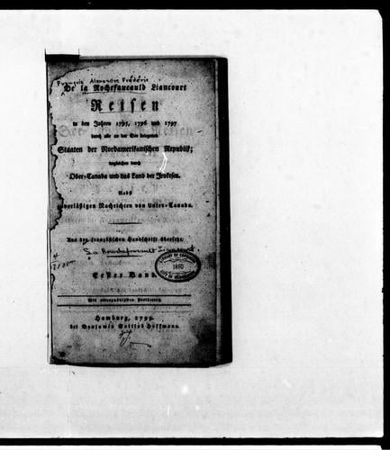 De La Rochefaucauld [sic] Liancourt, Reisen in den Jahren 1795, 1796 und 1797 durch alle an der See belegenen Staaten der nordamerikanischen Republik