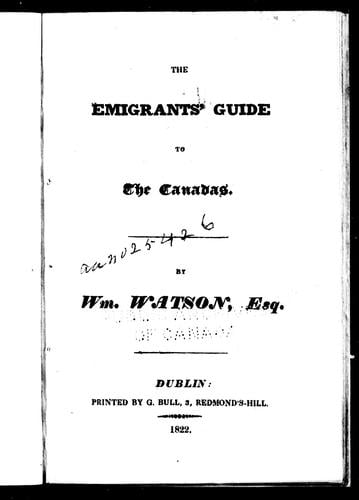 The emigrants' guide to the Canadas