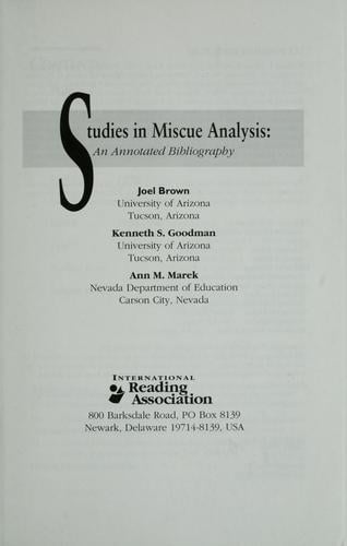 Studies in miscue analysis