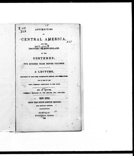 Antiquities of Central America and the discovery of New England by the Northmen, five hundred years before Columbus