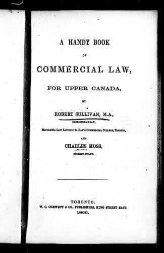 A handy book of commercial law for Upper Canada