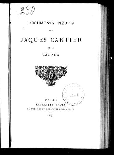 Documents inédits sur Jacques Cartier et le Canada