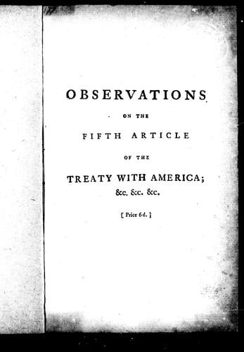 Observations on the fifth article of the treaty with America