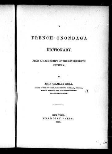 A French-Onondaga dictionary