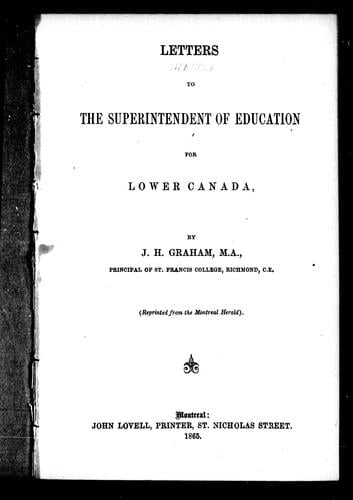 Letters to the superintendent of education for Lower Canada