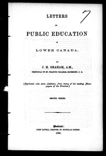 Letters on public education in Lower Canada