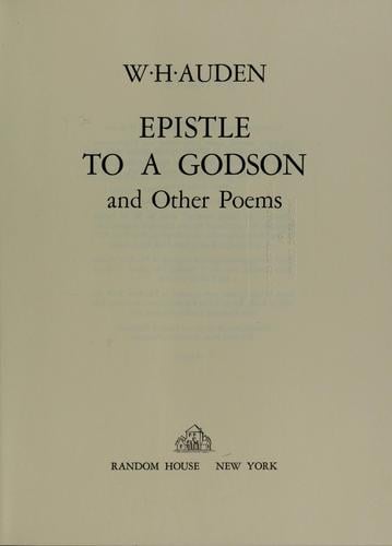 Epistle to a godson, and other poems