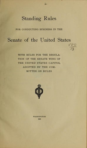 Standing rules for conducting business in the Senate of the United States